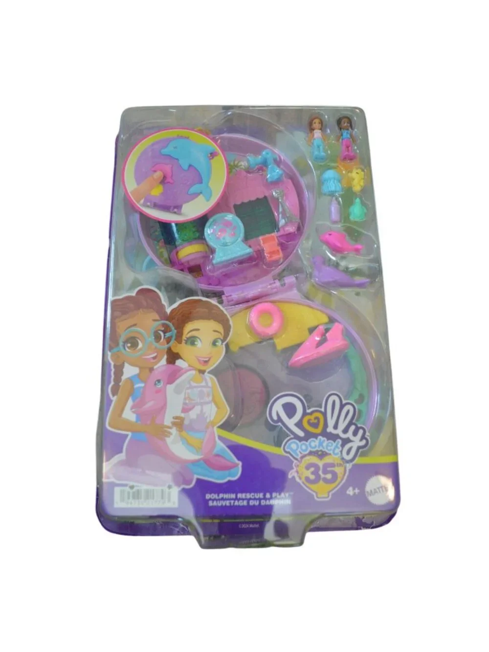 New Polly Pocket Dolphin Rescue & Play Compact Girls Toy Set